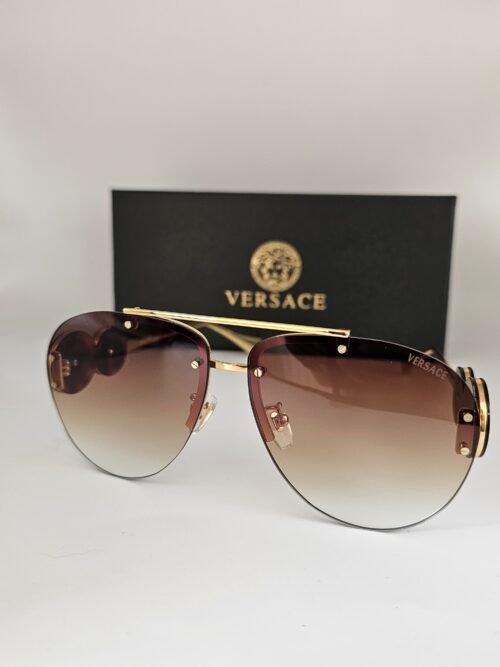 Versace — Gafas aviador con lentes marrón degradado