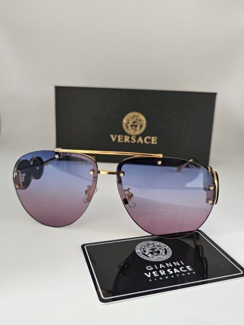 Versace — Gafas aviador con lentes azul y rosa degradado