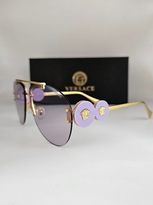 Versace — Gafas aviador con lentes lila claro