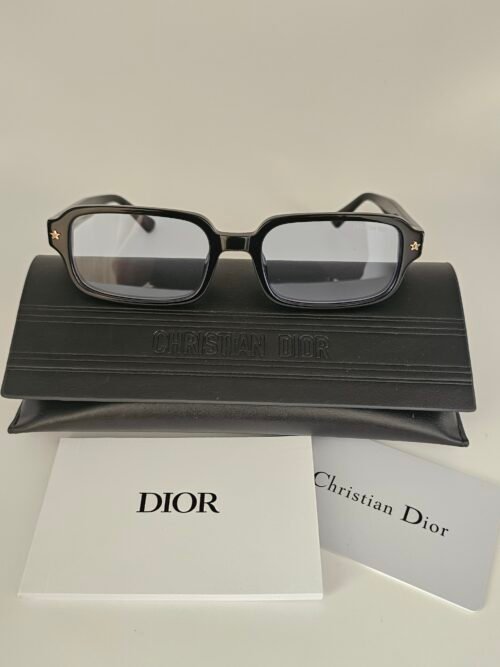 Dior — Gafas rectangulares negras con lentes transparentes