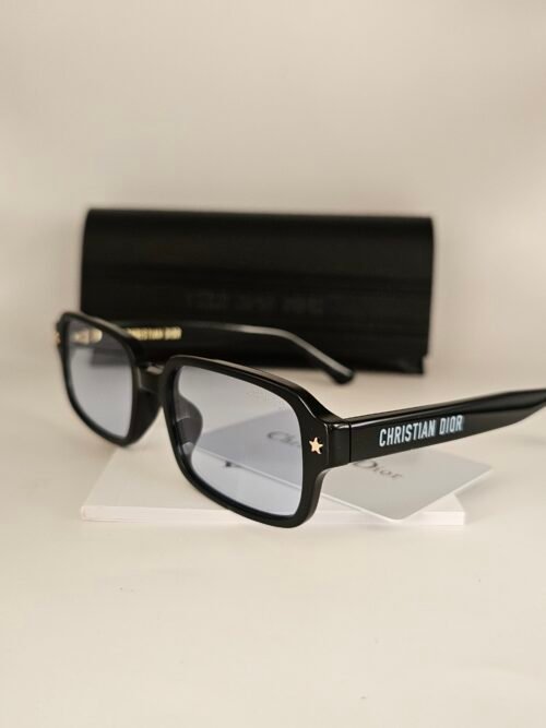 Dior — Gafas rectangulares negras con lentes transparentes
