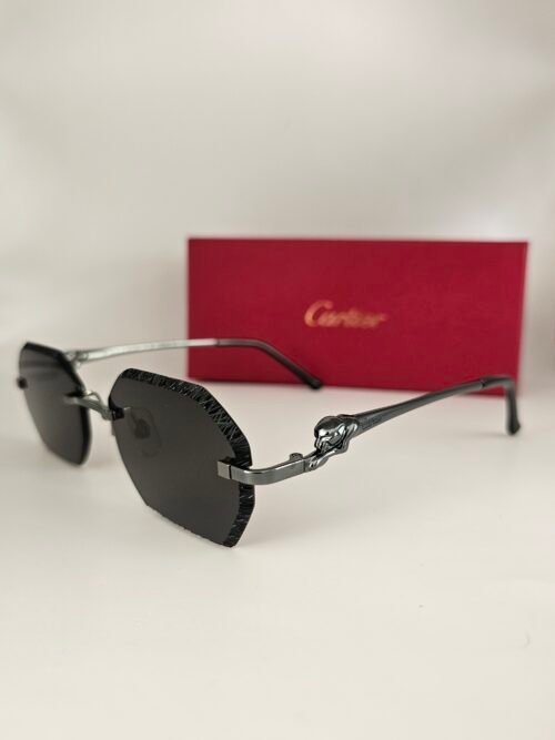 Cartier — Gafas octogonales negras con detalles plateados