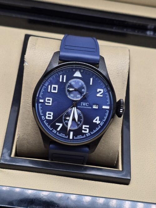 IWC — esfera azul con dos subesferas y correa azul lisa