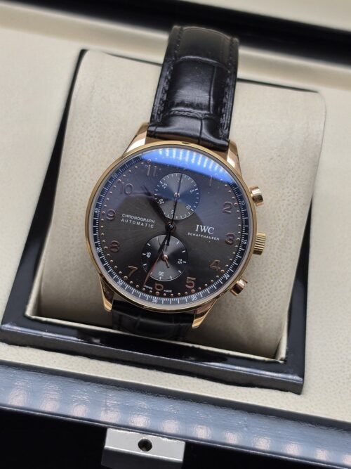 IWC — esfera gris con subesferas y caja en tono dorado