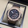 Hublot — esfera negra con tres subesferas y correa negra