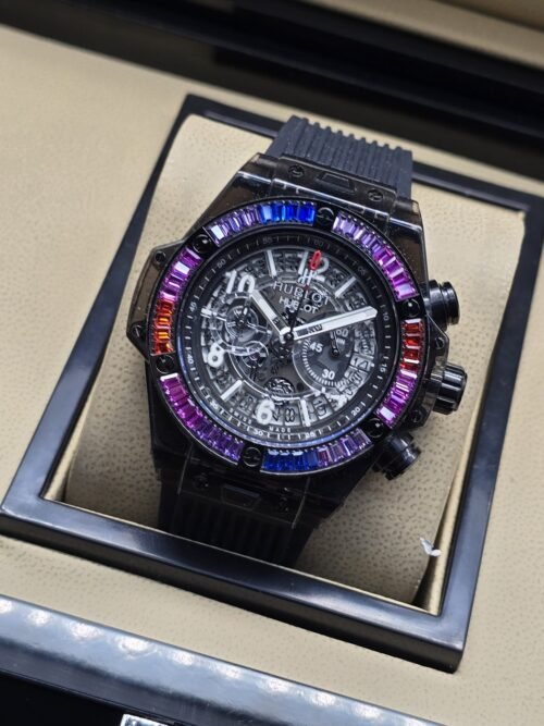 Hublot — esfera abierta con bisel multicolor