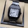 Cartier — esfera blanca cuadrada y bisel negro