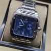Cartier — esfera azul cuadrada con subesferas