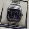 Cartier — esfera negra cuadrada y caja plateada