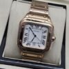 Cartier — esfera blanca cuadrada y brazalete en tono rosado