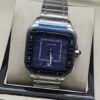 Cartier — esfera azul texturizada y bisel azul