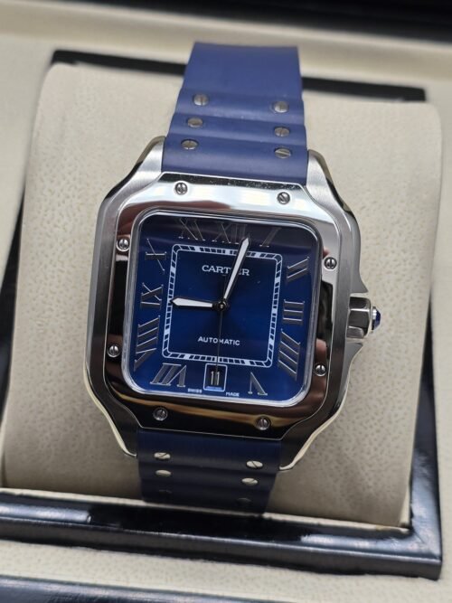 Cartier — esfera azul cuadrada y correa azul