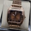 Cartier — esfera marrón cuadrada y brazalete en tono rosado