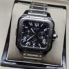 Cartier — esfera negra con subesferas y bisel negro