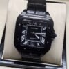 Cartier — esfera negra cuadrada y correa negra