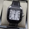 Cartier — esfera blanca cuadrada y caja oscura