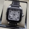 Cartier — esfera plateada con subesferas y caja oscura