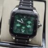 Cartier — esfera verde con subesferas y correa negra