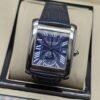 Cartier — esfera azul rectangular con subesfera