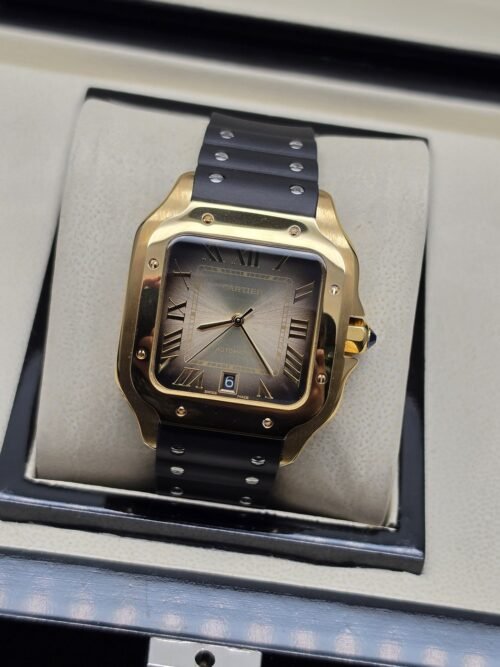 Cartier — esfera degradada cuadrada y correa negra