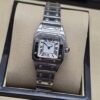 Cartier dama — esfera blanca cuadrada y caja plateada
