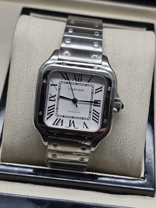 Cartier dama — esfera blanca cuadrada de diseño clásico