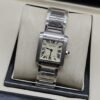 Cartier dama — esfera clara rectangular y caja plateada