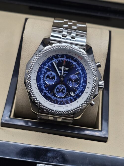 Breitling — esfera azul con subesferas y bisel texturizado