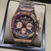 Audemars Piguet — esfera oscura con subesferas rosadas y bisel multicolor