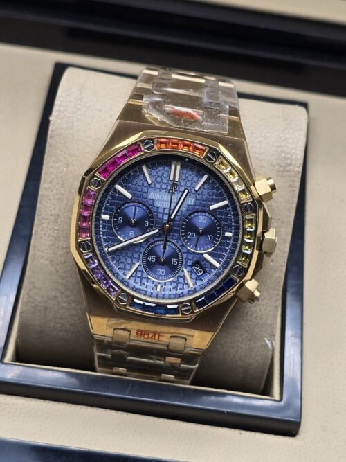 Audemars Piguet — esfera azul con subesferas y bisel multicolor