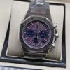 Audemars Piguet — esfera rosada con subesferas azules y brazalete plateado