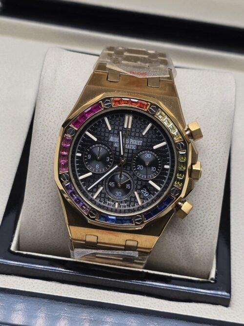 Audemars Piguet — esfera negra con subesferas y bisel multicolor