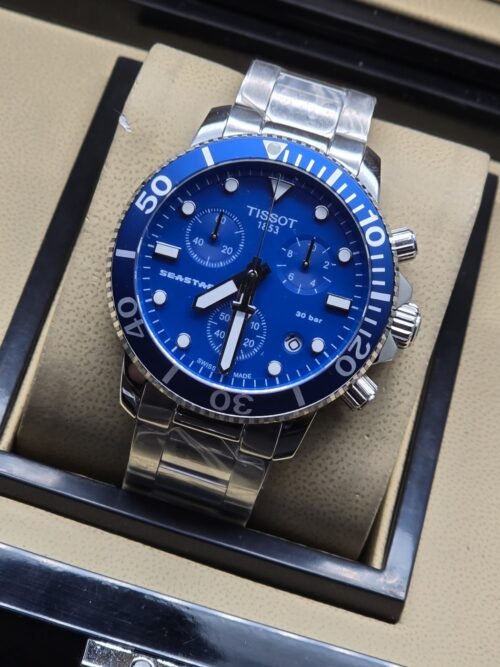 Tissot — esfera azul y bisel deportivo azul