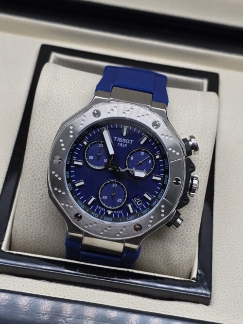 Tissot — esfera azul con subesferas y correa azul