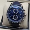 TAG Heuer — esfera azul con dos subesferas y correa negra