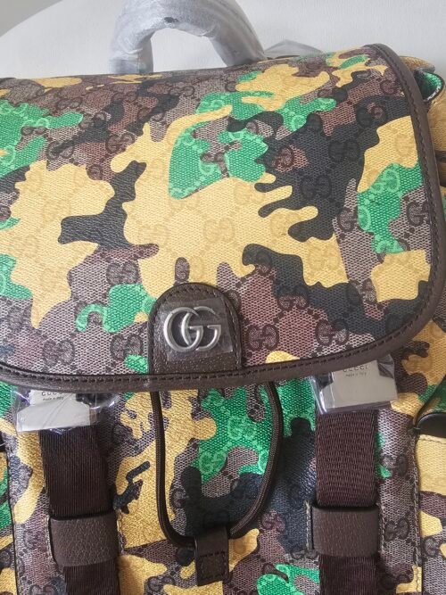 Gucci — Morral camuflado verde y amarillo