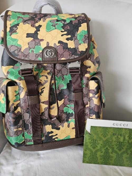 Gucci — Morral camuflado verde y amarillo