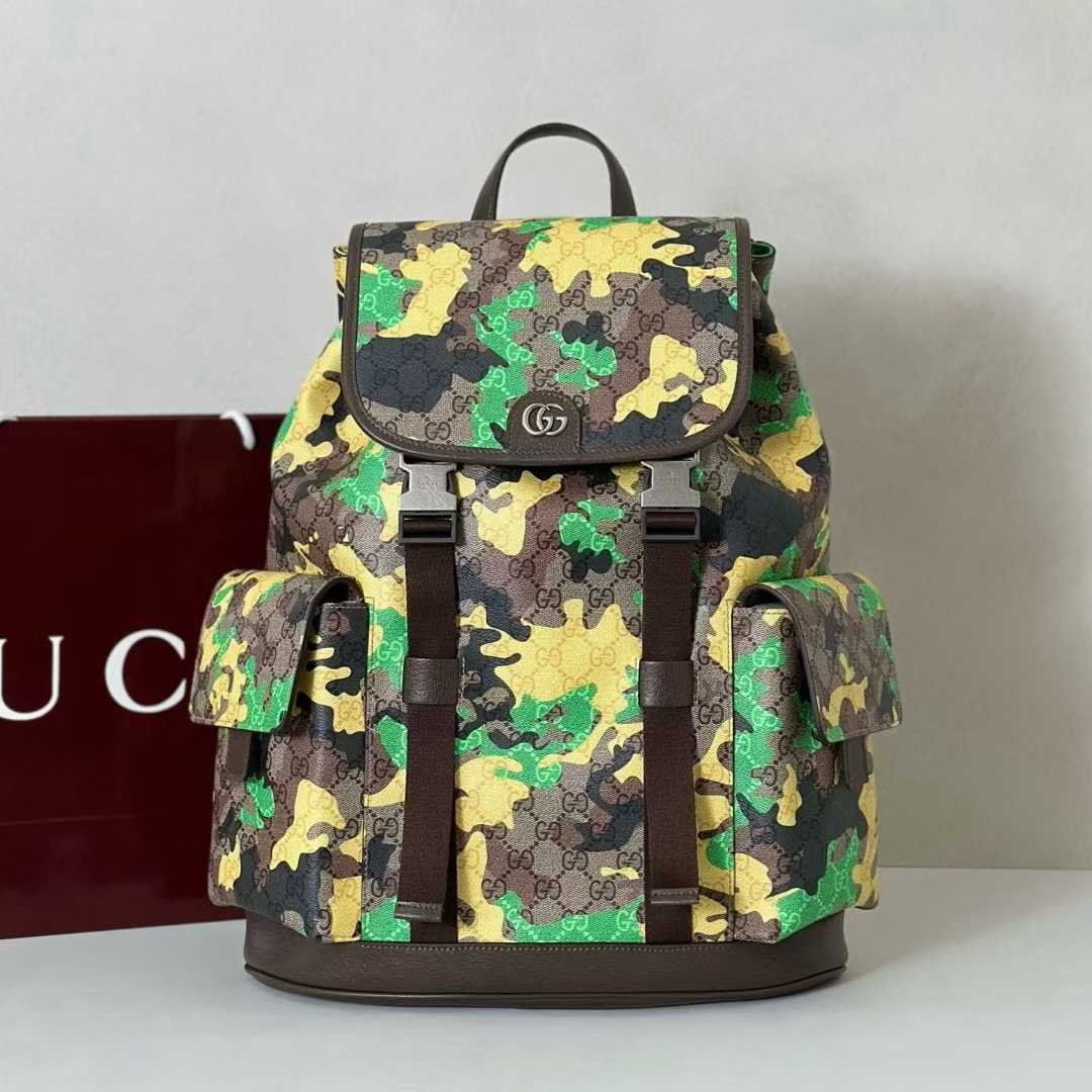 Gucci — Morral camuflado verde y amarillo