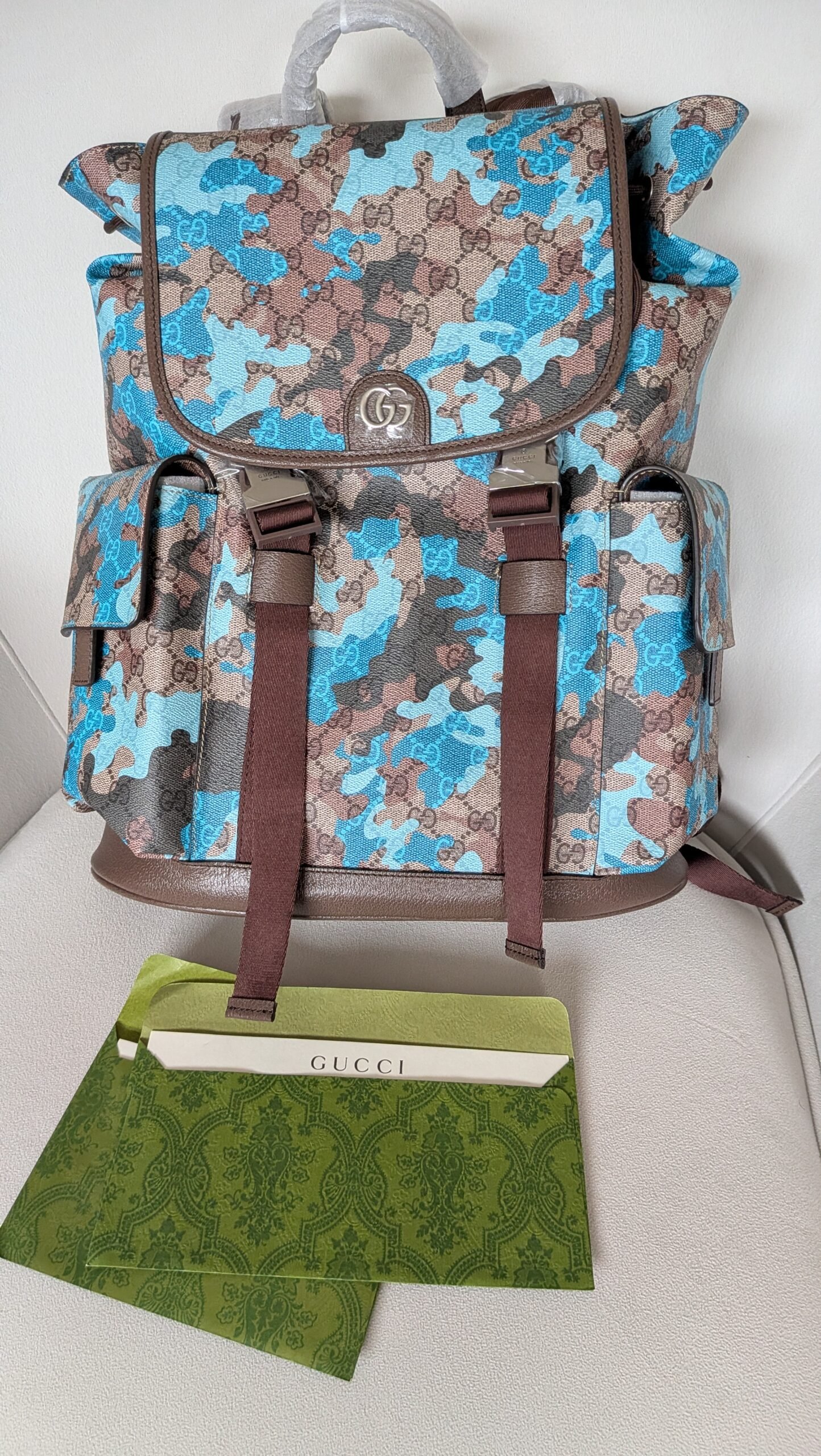 Gucci — Morral camuflado azul
