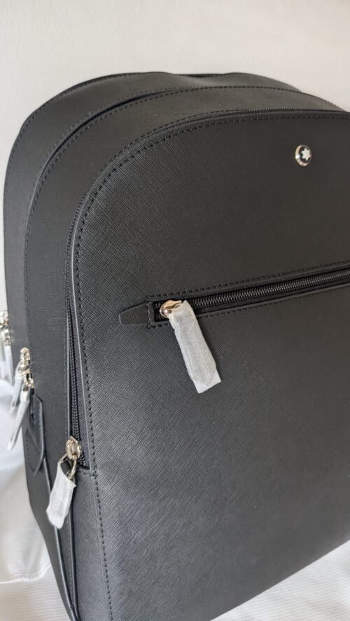 Montblanc — Morral negro con bolsillo frontal y doble cierre