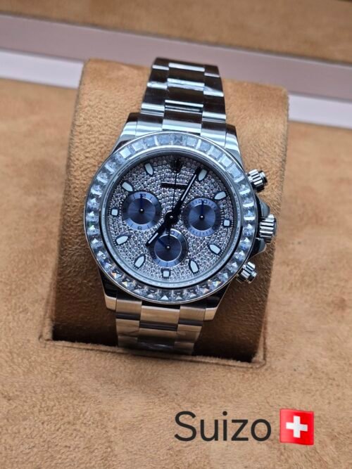 Rolex — esfera y bisel con detalles brillantes