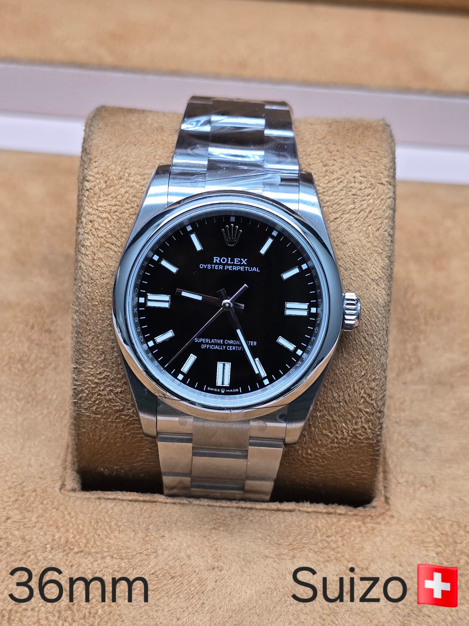 Rolex — esfera negra · 36 mm