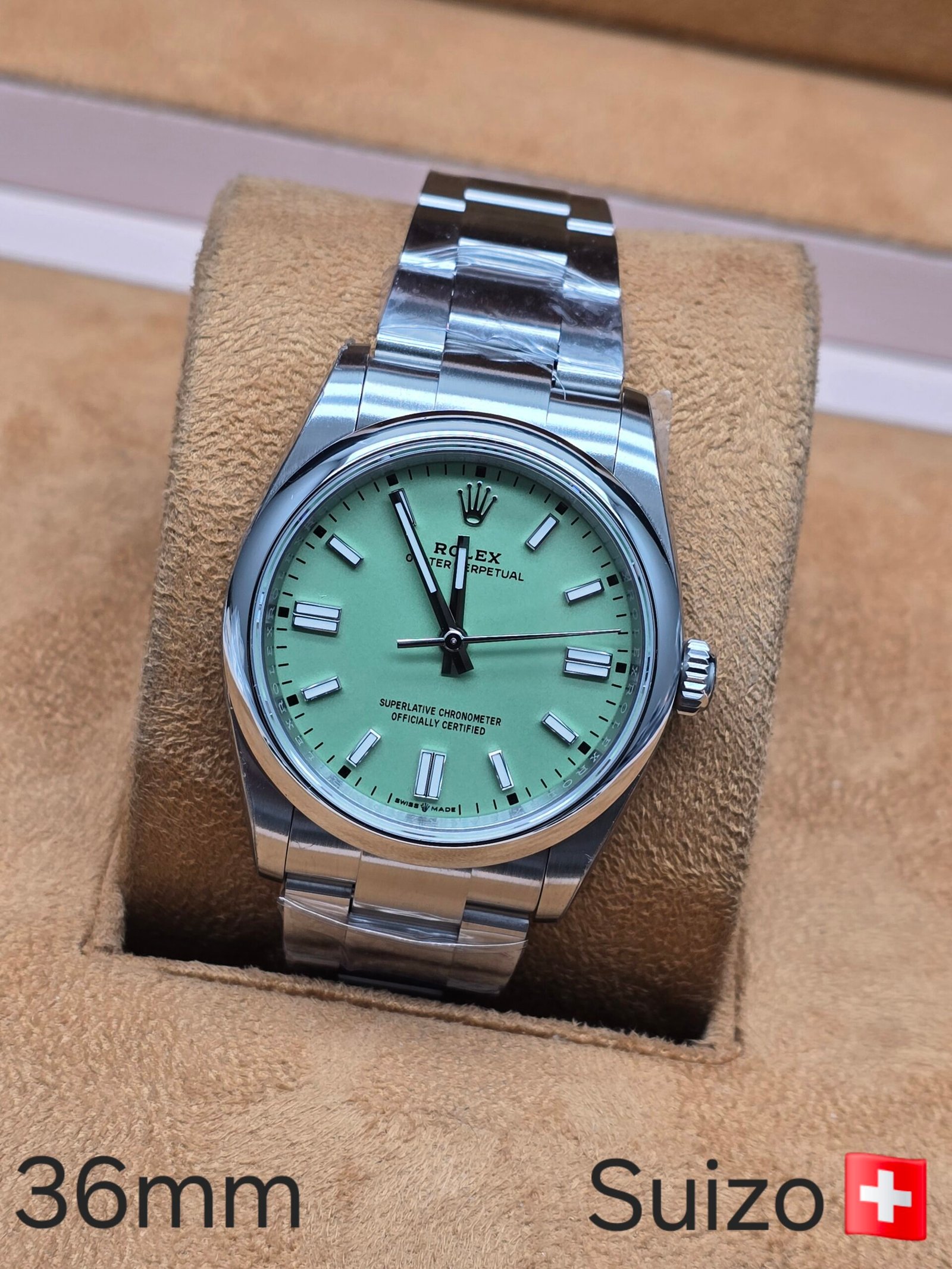 Rolex — esfera verde claro · 36 mm