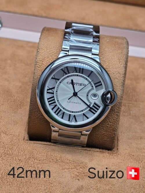 Cartier — esfera clara y caja redonda · 42 mm