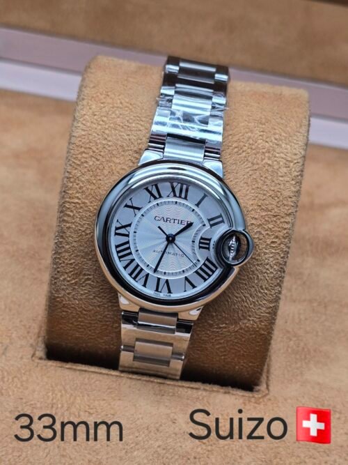 Cartier — esfera clara y caja redonda · 33 mm