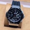 Hublot — esfera negra · bisel negro y caja plateada
