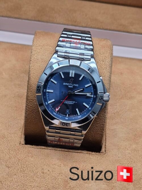 Breitling — esfera azul y bisel plateado