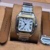 Cartier — esfera blanca y caja cuadrada bicolor · 36 mm