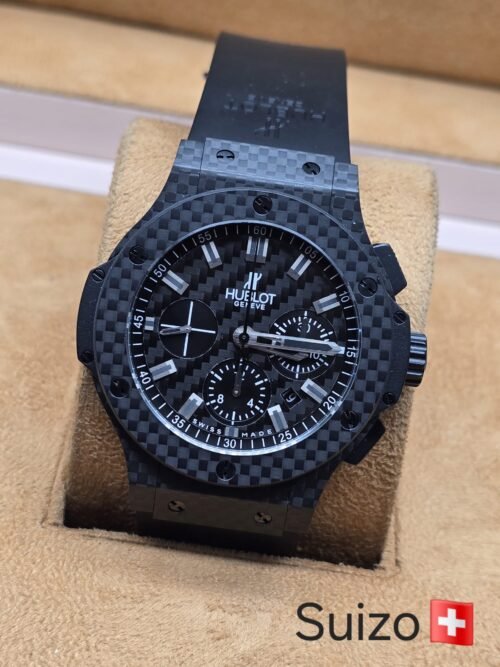 Hublot — esfera negra y caja de cuadros