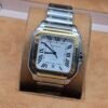 Cartier — esfera blanca y caja cuadrada bicolor